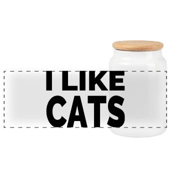 feline - Panoramic Cookie Jar with Wooden Lid - white - Front
