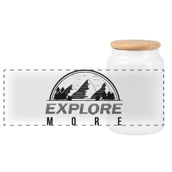 Explore More Berge und Wald - Panorama Keksdose mit Holzdeckel - Weiß - Vorne