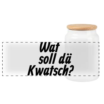 Wat soll dä Kwatsch - Et Kölsche Jrundjesetz §9 - Panorama Keksdose mit Holzdeckel - Weiß - Vorne