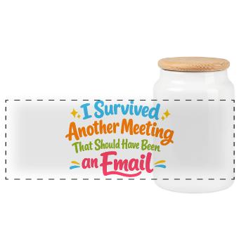 Witziges Bürohumor Meeting E-Mail Design - Panorama Keksdose mit Holzdeckel - Weiß - Vorne