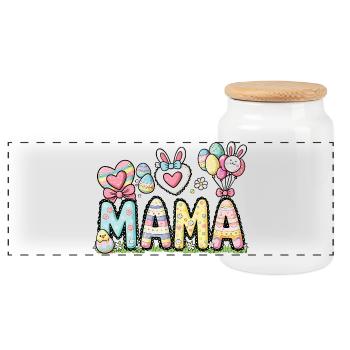 Pastell Ostern Mama Design - Panorama Keksdose mit Holzdeckel - Weiß - Vorne