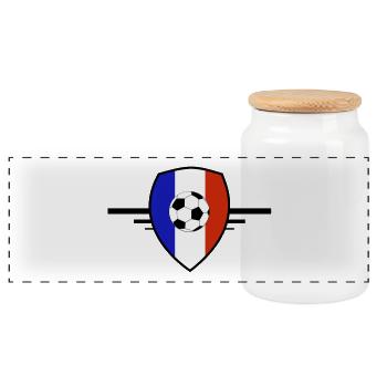 Blason football France - Boîte à biscuits avec couvercle en bois - blanc - Devant