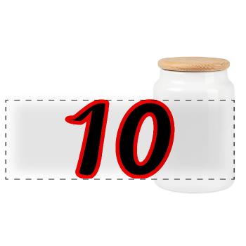 10. 10 YEARS. 10th ANNIVERSARY. 10 YEAR ANNIVERSARY. - Panoramic Cookie Jar with Wooden Lid - white - Front