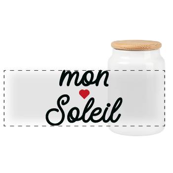 My Sun Heart in Script - Panoramic Cookie Jar with Wooden Lid - white - Front