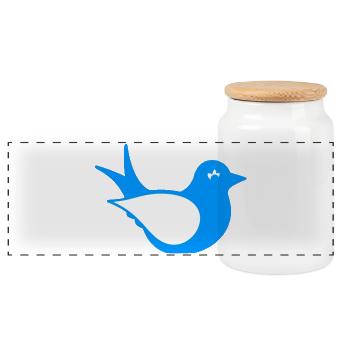 vogel silhouette sitzend, tiermotiv - Panorama Keksdose mit Holzdeckel - Weiß - Vorne