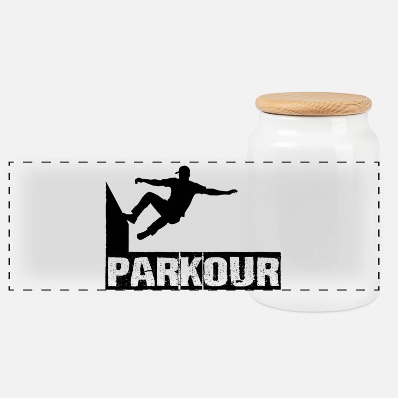 Parkour - Panorama Keksdose mit Holzdeckel - Weiß
