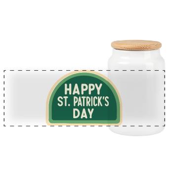 St. Patrick's Day Green Badge - Panoramic Cookie Jar with Wooden Lid - white - Front