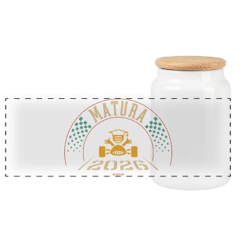 Matura 2026 (Matura / Finish / 4C) - Boîte à biscuits avec couvercle en bois - blanc - Devant