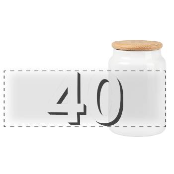 40, Numbers, Birthday - Panoramic Cookie Jar with Wooden Lid - white - Front