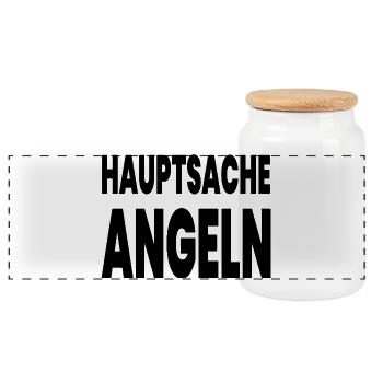 Angeln - Panorama Keksdose mit Holzdeckel - Weiß - Vorne