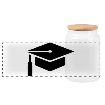 Abi, Schüler, College hut, Schulabschluss - Panorama Keksdose mit Holzdeckel - Weiß - Vorne