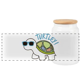 Coole Schildkröte mit Sonnenbrille Turtley Spruch - Panorama Keksdose mit Holzdeckel - Weiß - Vorne