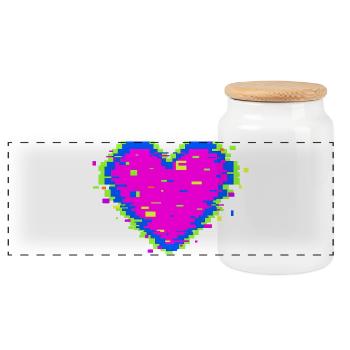 Illustration d’amour avec un glitch de cœur en pixel - Boîte à biscuits avec couvercle en bois - blanc - Devant