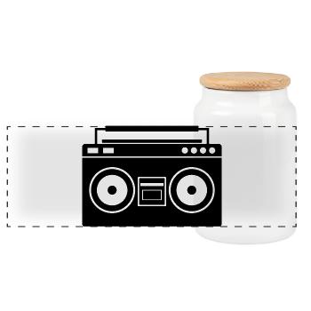 Boombox - Panoramic Cookie Jar with Wooden Lid - white - Front