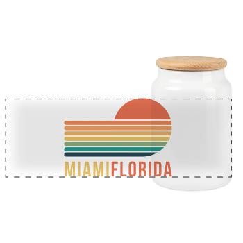 Miami Florida - Panoramic Cookie Jar with Wooden Lid - white - Front