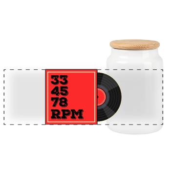 33 45 78 tours de disque vinyle design - Boîte à biscuits avec couvercle en bois - blanc - Devant