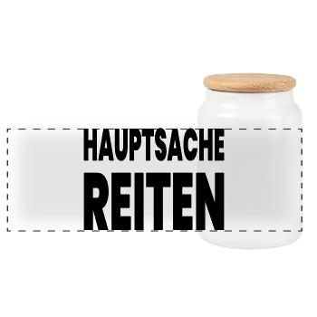 Reiten - Panorama Keksdose mit Holzdeckel - Weiß - Vorne