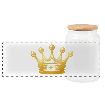 Silhouette couronne d’or - Boîte à biscuits avec couvercle en bois - blanc - Devant