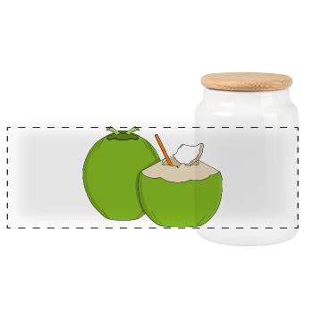 Emerald Coconut Splash - Panorama Keksdose mit Holzdeckel - Weiß - Vorne