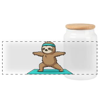 Yoga : Posture de guerrier d’animal paresseux - Boîte à biscuits avec couvercle en bois - blanc - Devant
