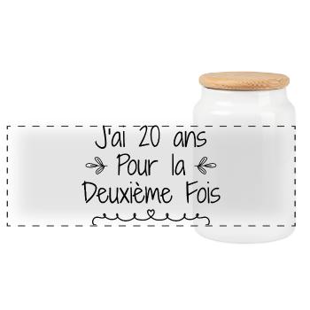 J'ai 20 ans deuxième fois - Boîte à biscuits avec couvercle en bois - blanc - Devant