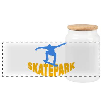 SKATEPARK - Panorama Keksdose mit Holzdeckel - Weiß - Vorne