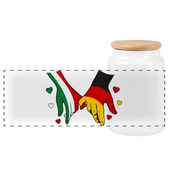 Italy Germany Flag Holding Hands - Panoramic Cookie Jar with Wooden Lid - white - Front