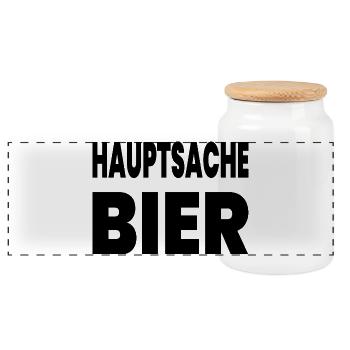 Bière - Boîte à biscuits avec couvercle en bois - blanc - Devant