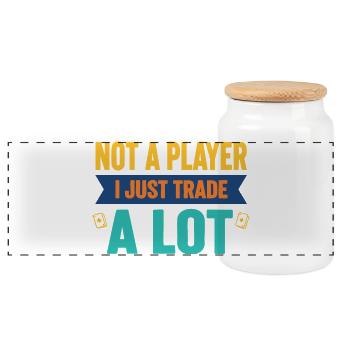 Je ne suis pas un joueur, j’échange juste beaucoup de cartes à collectionner - Boîte à biscuits avec couvercle en bois - blanc - Devant