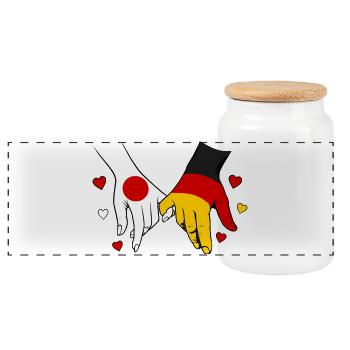 Japan_Deutschland_Flagge_Händehalten - Boîte à biscuits avec couvercle en bois - blanc - Devant