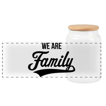 We Are Family (Familie / Vater / Mutter / Black) - Panorama Keksdose mit Holzdeckel - Weiß - Vorne