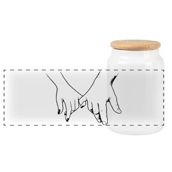 Händchenhalten Motiv Liebe - Panorama Keksdose mit Holzdeckel - Weiß - Vorne