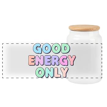Bonne énergie uniquement pour les gens positifs Chemise - Boîte à biscuits avec couvercle en bois - blanc - Devant