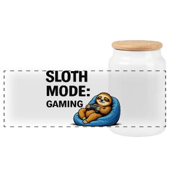 Sloth-Modus-Gaming - Panorama Keksdose mit Holzdeckel - Weiß - Vorne
