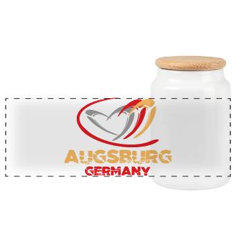 Germany - Augsburg - Panorama Keksdose mit Holzdeckel - Weiß - Vorne