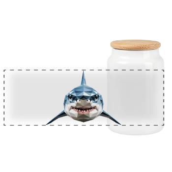 Shark Tiger Shark Diver Cute Sharks Great White Shark - Panoramic Cookie Jar with Wooden Lid - white - Front