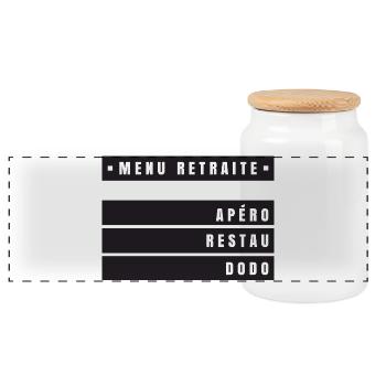 Menu Retraite (bandeau noir) - Boîte à biscuits avec couvercle en bois - blanc - Devant