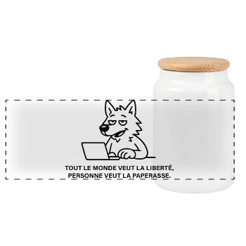 Loup blasé face à la paperasse - Boîte à biscuits avec couvercle en bois - blanc - Devant