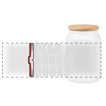 Read Banned Books Verbotene Bücher Lesen Freiheit - Panoramic Cookie Jar with Wooden Lid - white - Front