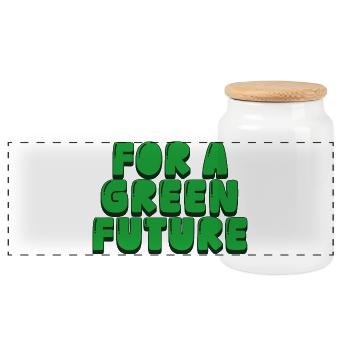 for a green future - Panoramic Cookie Jar with Wooden Lid - white - Front