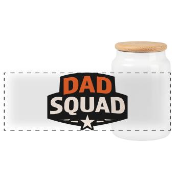 Papa-Squad - Panorama Keksdose mit Holzdeckel - Weiß - Vorne