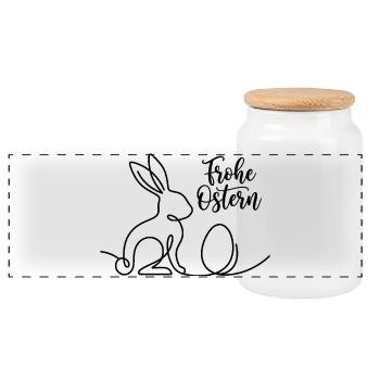 Frohe Ostern, Süßes Häschen Shirt, Hoodie, Schürze - Panorama Keksdose mit Holzdeckel - Weiß - Vorne
