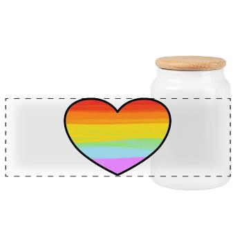 Rainbow Pride Heart - Panoramic Cookie Jar with Wooden Lid - white - Front