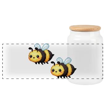 Pixel Bees Duo - Boîte à biscuits avec couvercle en bois - blanc - Devant