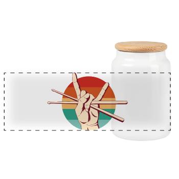Drummer Rock - Panoramic Cookie Jar with Wooden Lid - white - Front