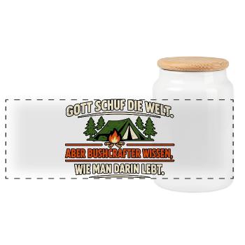 Bushcraft Humor Outdoor Leben Statement - Panorama Keksdose mit Holzdeckel - Weiß - Vorne