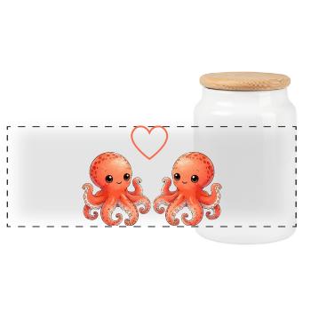 Octopus Love - Boîte à biscuits avec couvercle en bois - blanc - Devant
