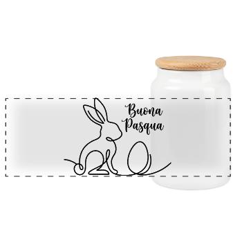 Buona Pasqua, italienisches Hasen Oster Shirt  - Panorama Keksdose mit Holzdeckel - Weiß - Vorne