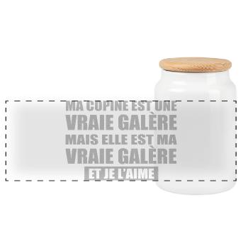 Cadeau Amoureux Humour Copine Galère Je L’Aime - Boîte à biscuits avec couvercle en bois - blanc - Devant