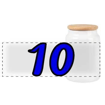 10. 10 JAHRE. 10-JÄHRIGES JUBILÄUM. 10-JÄHRIGES JUBILÄUM. - Panorama Keksdose mit Holzdeckel - Weiß - Vorne